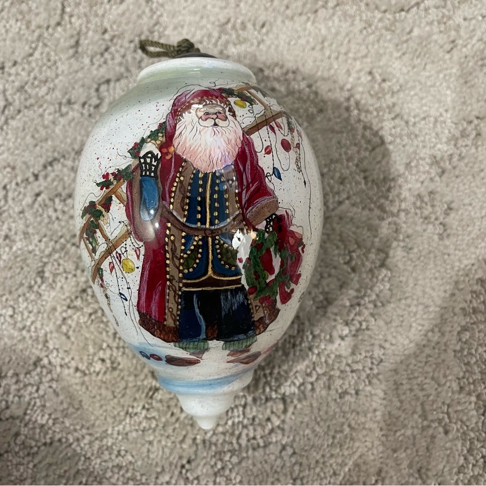 Peggy Abrams Santa With Frosty Ornament 6” No Box, EUC